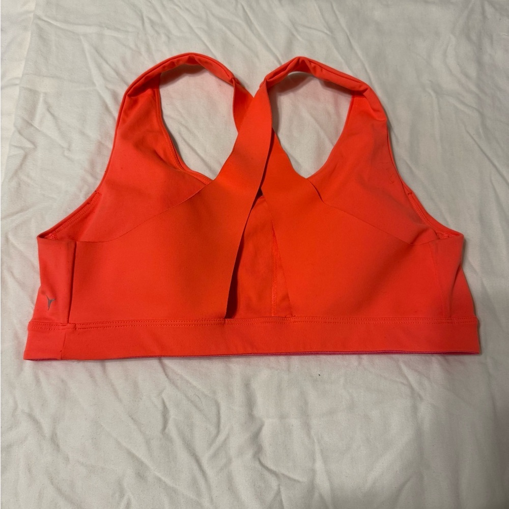 Old Navy Cross-Back Sports Bra - Coral Orange - Picture 2 of 4